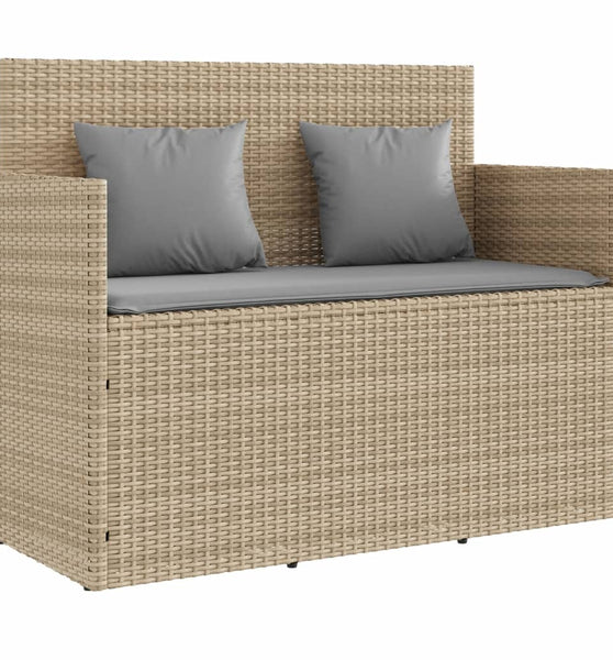 Gartenbank mit Kissen Beige Poly Rattan