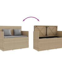 Gartenbank mit Kissen Beige Poly Rattan