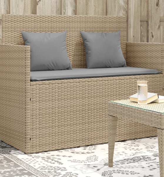 Gartenbank mit Kissen Beige Poly Rattan