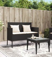 Gartenbank mit Kissen Schwarz Poly Rattan