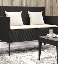 Gartenbank mit Kissen Schwarz Poly Rattan