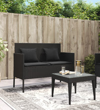 Gartenbank mit Kissen Schwarz Poly Rattan