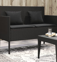 Gartenbank mit Kissen Schwarz Poly Rattan