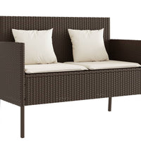 Gartenbank mit Kissen Braun Poly Rattan