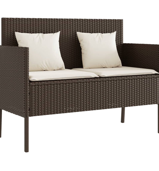 Gartenbank mit Kissen Braun Poly Rattan