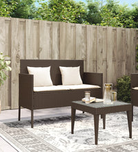 Gartenbank mit Kissen Braun Poly Rattan