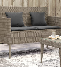 Gartenbank mit Kissen Grau Poly Rattan