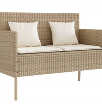 Gartenbank mit Kissen Beige Poly Rattan