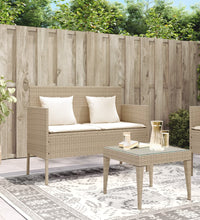 Gartenbank mit Kissen Beige Poly Rattan