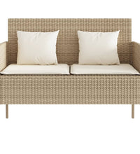 Gartenbank mit Kissen Beige Poly Rattan