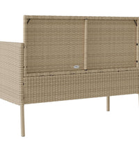 Gartenbank mit Kissen Beige Poly Rattan