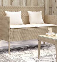 Gartenbank mit Kissen Beige Poly Rattan