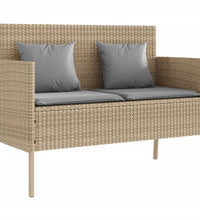 Gartenbank mit Kissen Beige Poly Rattan