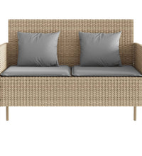 Gartenbank mit Kissen Beige Poly Rattan