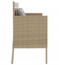 Gartenbank mit Kissen Beige Poly Rattan