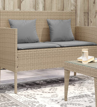 Gartenbank mit Kissen Beige Poly Rattan