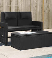 Gartenbank Verstellbar mit Kissen Schwarz Poly Rattan