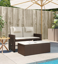 Gartenbank Verstellbar mit Kissen Braun Poly Rattan