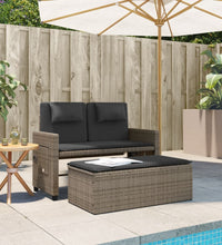 Gartenbank Verstellbar mit Kissen Grau Poly Rattan