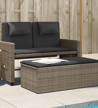 Gartenbank Verstellbar mit Kissen Grau Poly Rattan