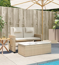 Gartenbank Verstellbar mit Kissen Beige Poly Rattan