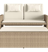 Gartenbank Verstellbar mit Kissen Beige Poly Rattan