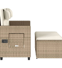 Gartenbank Verstellbar mit Kissen Beige Poly Rattan