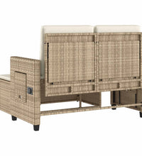 Gartenbank Verstellbar mit Kissen Beige Poly Rattan