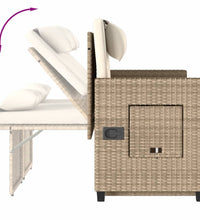 Gartenbank Verstellbar mit Kissen Beige Poly Rattan