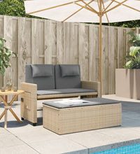 Gartenbank Verstellbar mit Kissen Beige Poly Rattan