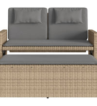 Gartenbank Verstellbar mit Kissen Beige Poly Rattan