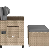 Gartenbank Verstellbar mit Kissen Beige Poly Rattan