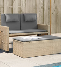 Gartenbank Verstellbar mit Kissen Beige Poly Rattan