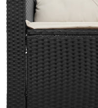 3-tlg. Garten-Sofagarnitur mit Kissen Schwarz Poly Rattan