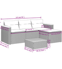 3-tlg. Garten-Sofagarnitur mit Kissen Schwarz Poly Rattan