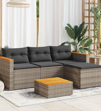 3-tlg. Garten-Sofagarnitur mit Kissen Grau Poly Rattan