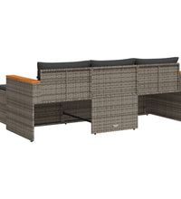 3-tlg. Garten-Sofagarnitur mit Kissen Grau Poly Rattan