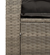 3-tlg. Garten-Sofagarnitur mit Kissen Grau Poly Rattan