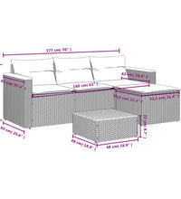3-tlg. Garten-Sofagarnitur mit Kissen Grau Poly Rattan