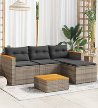3-tlg. Garten-Sofagarnitur mit Kissen Grau Poly Rattan