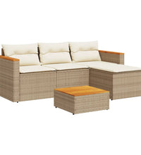 3-tlg. Garten-Sofagarnitur mit Kissen Beige Poly Rattan