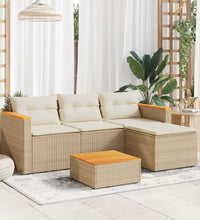 3-tlg. Garten-Sofagarnitur mit Kissen Beige Poly Rattan
