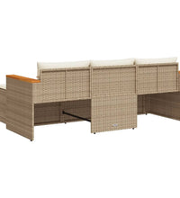 3-tlg. Garten-Sofagarnitur mit Kissen Beige Poly Rattan