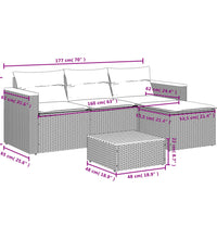 3-tlg. Garten-Sofagarnitur mit Kissen Beige Poly Rattan