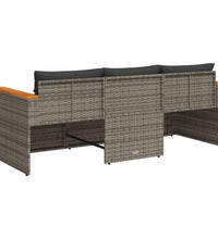 Gartensofa mit Kissen 3-Sitzer Grau Poly Rattan