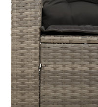 Gartensofa mit Kissen 3-Sitzer Grau Poly Rattan