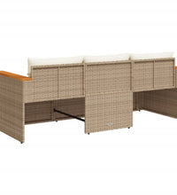 Gartensofa mit Kissen 3-Sitzer Beige Poly Rattan