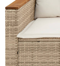 Gartensofa mit Kissen 3-Sitzer Beige Poly Rattan