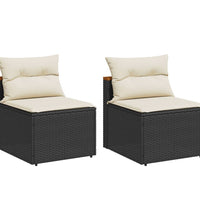 Gartensofas ohne Armlehnen mit Kissen 2 Stk Schwarz Poly Rattan