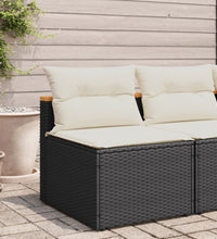 Gartensofas ohne Armlehnen mit Kissen 2 Stk Schwarz Poly Rattan